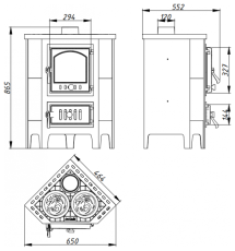 Печь-камин Бавария угловая чугун с плитой в Новополоцке