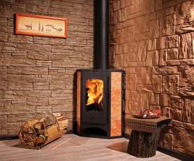 Недорогая печь-камин со стеклом Бавария угловая с плитой фото  в Новополоцке