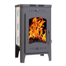 Стальной камин Бавария Оптима Незабудка со стеклом фото в Новополоцке