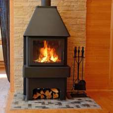 Стальной большой камин Бавария 3 стекла чёрная фото в Новополоцке