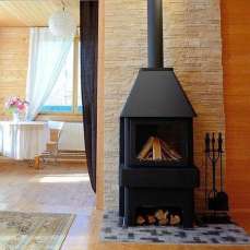 Стальной стильный камин Бавария 3 стекла чёрная фото в Новополоцке