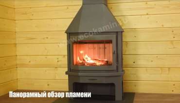 Недорогой камин со стеклом Бавария Мюнхен пристенно-угловой графит фото в Новополоцке