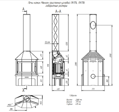 Стальной камин с шамотом Бавария Мюнхен графит фото схема в Новополоцке