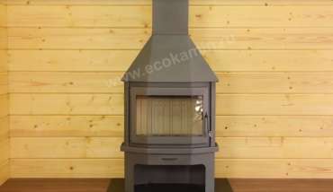 Печь-камин со стеклом Бавария Мюнхен пристенно-угловой графит фото в Новополоцке