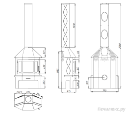 Стальной камин Бавария Мюнхен со стеклом угловой чёрный (без перемычки) фото габариты в Новополоцке