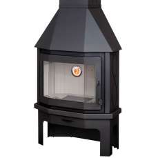 Стальной камин со стеклом Мюнхен угловой чёрный фото в Новополоцке