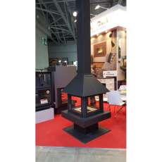 Стальной камин с четырьмя стеклами Эклипс островной 4D графит фото в Новополоцке