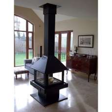 Стальной большой камин со стеклами Эклипс островной 4D графит фото в Новополоцке