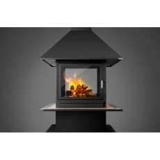 Стальной камин с четырьмя стеклами Эклипс островной 4D графит фото в Новополоцке