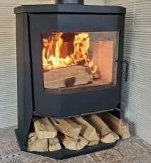 Стальной камин с большим стеклом Бавария панорама призма с плитой фото в Новополоцке