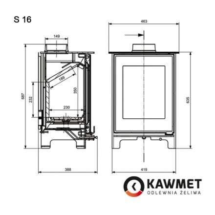 Печь-камин Kawmet Premium S16 (4,9 кВт) Амазонка бай фото в Новополоцке