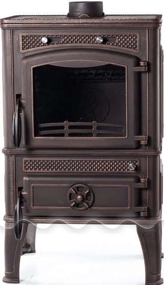 Печь-камин чугунный FireWay Dacha с варочной поверхностью патина бронза Амазонка бай фото в Новополоцке
