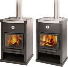 Недорогая печь-камин со стеклом и дровницей Теплодар ОВ-140 (угловой) фото в Новополоцке