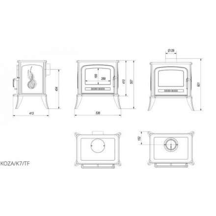 Купить Печь-камин чугунный Kratki Koza K7 с турбиной в Новополоцке Амазонка бай фото в Новополоцке