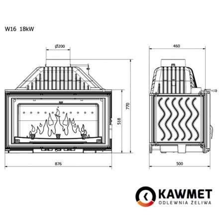 Каминная топка Kawmet W16 PREMIUM 18 кВт в Новополоцке
