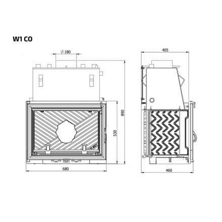 Каминная топка Kawmet W1CO 18,7 кВт с водяным контуром в Новополоцке