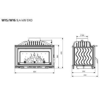 Каминная топка Kawmet W15 STANDARD 9,4 кВт EKO в Новополоцке