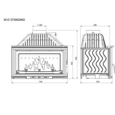 Каминная топка Kawmet W15 STANDARD 12 кВт в Новополоцке