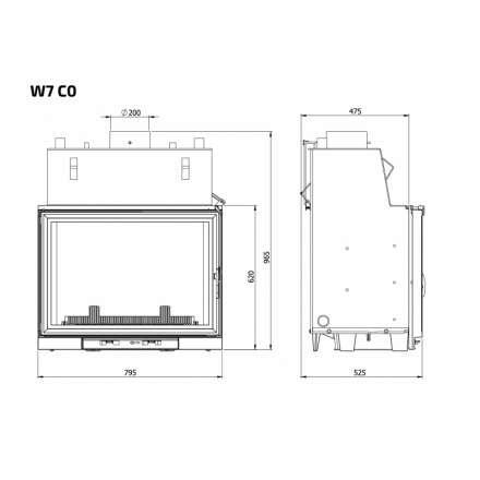 Каминная топка Kawmet W7CO 25,3 кВт с водяным контуром в Новополоцке