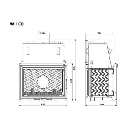 Каминная топка Kawmet W11CO 18 кВт с водяным контуром в Новополоцке