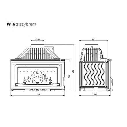 Каминная топка Kawmet W16 PREMIUM 14,7 кВт в Новополоцке
