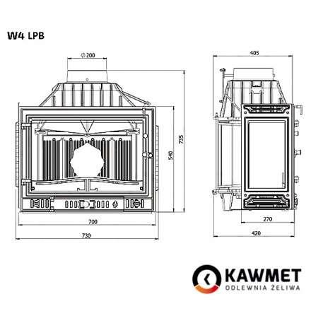 Каминная топка Kawmet W4PLB-14,5 кВт в Новополоцке