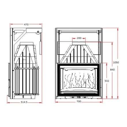 Каминная топка Invicta 700 Grand Angle с подъёмом в Новополоцке