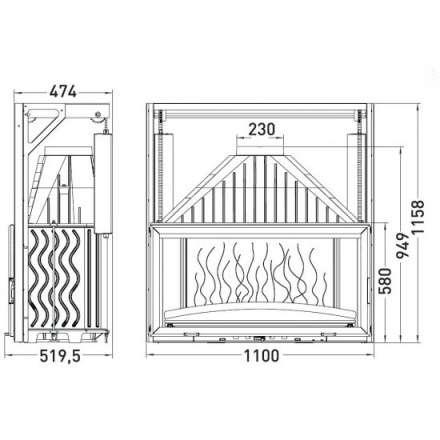 Каминная топка Invicta 1100 Grand Vision с подъёмом в Новополоцке