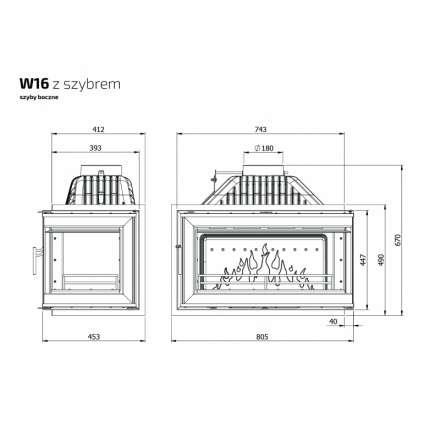 Каминная топка Kawmet W16PB 14,7 кВт в Новополоцке