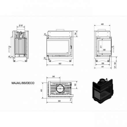 Каминная топка Kratki Maja/L/BS/Deco в Новополоцке