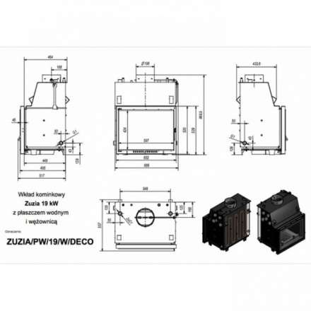 Каминная топка Kratki Zuzia/PW/19/W/DECO в Новополоцке