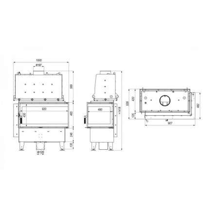 Каминная топка Defro Home RIVA ME BL SHORT угловая, с водяным контуром в Новополоцке
