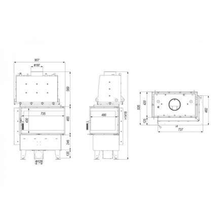 Каминная топка Defro Home RIVA SM BL SHORT угловая, с водяным контуром в Новополоцке