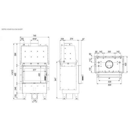 Каминная топка DEFRO HOME RIVA SM SHORT с водяным контуром в Новополоцке