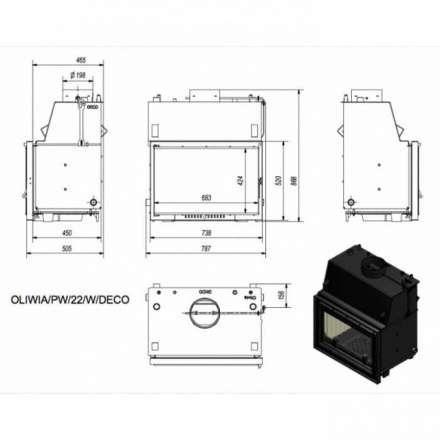 Каминная топка Kratki OLIWIA/PW/22/W/DECO в Новополоцке