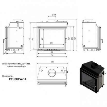 Каминная топка Kratki Felix/PW/14/W в Новополоцке