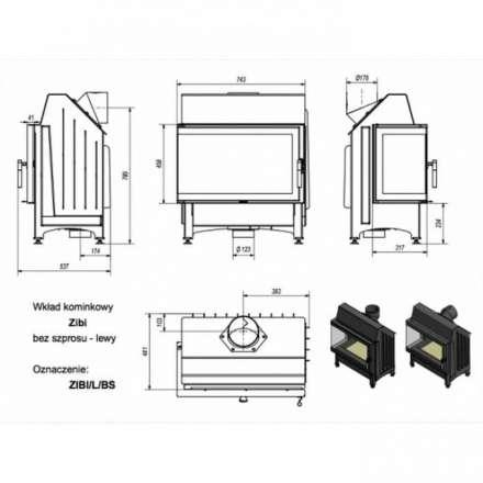 Каминная топка Kratki Zibi/L/BS (угловое стекло слева) в Новополоцке