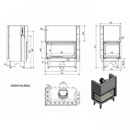 Каминная топка Kratki NADIA/14/L/BS/G в Новополоцке