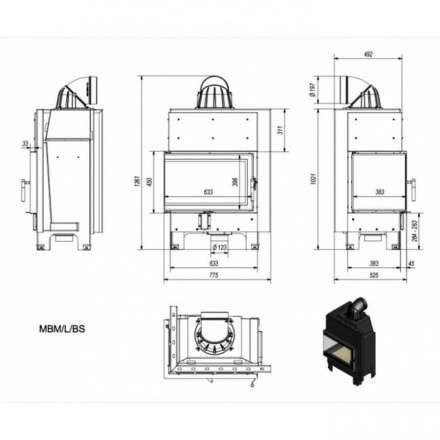 Каминная топка Kratki MBM/L/BS в Новополоцке