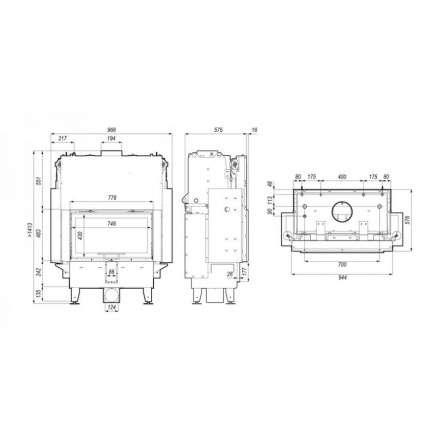 Каминная топка Defro Home RIVA ME G SHORT с водяным контуром и подъемом стекла вверх в Новополоцке