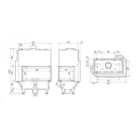 Каминная топка DEFRO HOME RIVA ME BL G SHORT угловая с водяным контуром и подъемом стекла вверх в Новополоцке