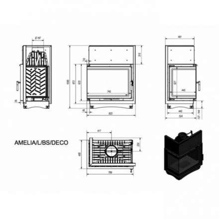 Каминная топка Kratki Amelia/L/BS/Deco в Новополоцке