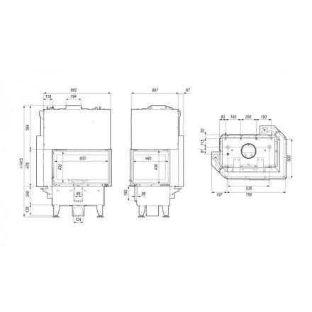 Каминная топка DEFRO HOME RIVA SM BL G SHORT угловая с водяным контуром и подъемом стекла вверх в Новополоцке