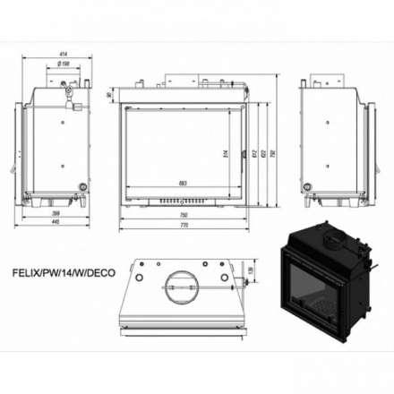 Каминная топка Kratki Felix/PW/14/W/DECO в Новополоцке