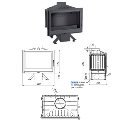 Каминная топка Ferguss FG17 с подводом воздуха извне и шибером в Новополоцке
