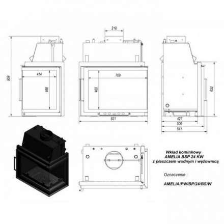 Каминная топка Kratki Amelia/PW/BP/24/BS/W в Новополоцке