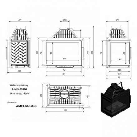 Каминная топка Kratki Amelia/L/BS в Новополоцке