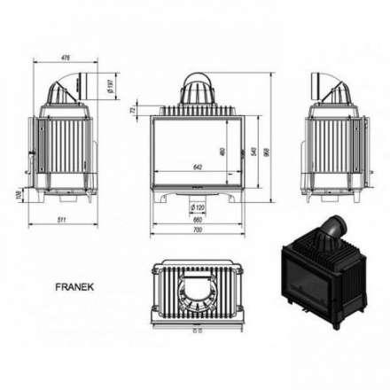 Каминная топка Kratki FRANEK/12 в Новополоцке