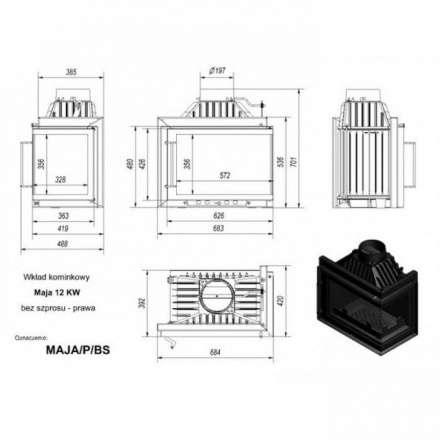 Каминная топка Kratki Maja/PW/12/G в Новополоцке